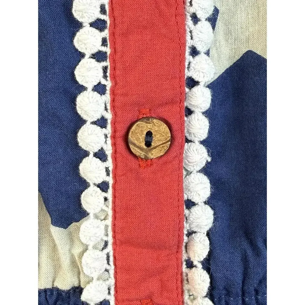 Yo Baby Dress Girls 13 Blue Star Sleeveless Ruffle Hem‎ Smocked Waist Patriotic